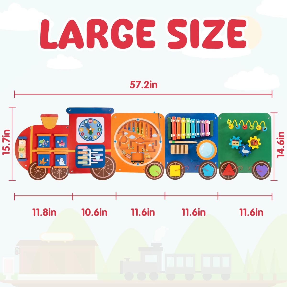 WOODMAM Wall Mounted Busy Board offers engaging indoor decor and skill building