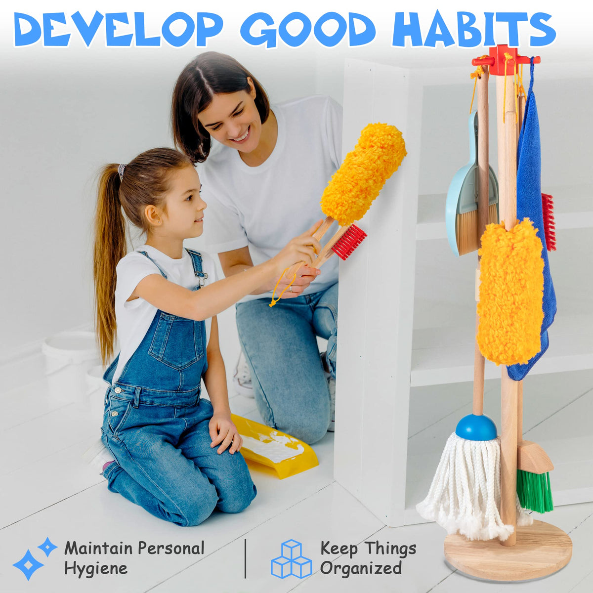 WOODMAM duster enables gentle dusting and sensory play with wooden materials.