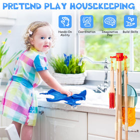 WOODMAM dustpan and brush duo supports organized cleanup and fine motor practice.