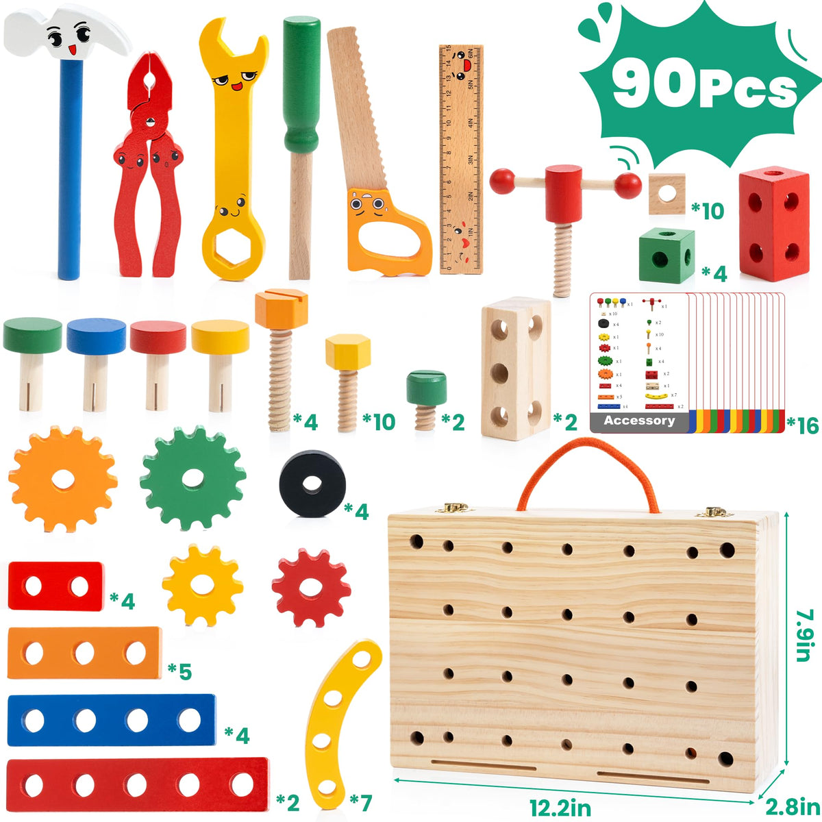 WOODMAM Wooden tools and attachments for realistic pretend play and building confidence.