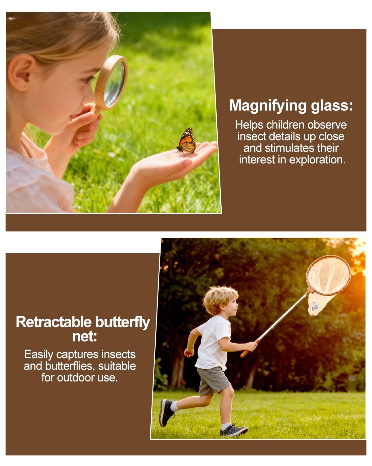 WoodsyJoy Bug Catcher Kit bug house for safe insect habitat viewing.