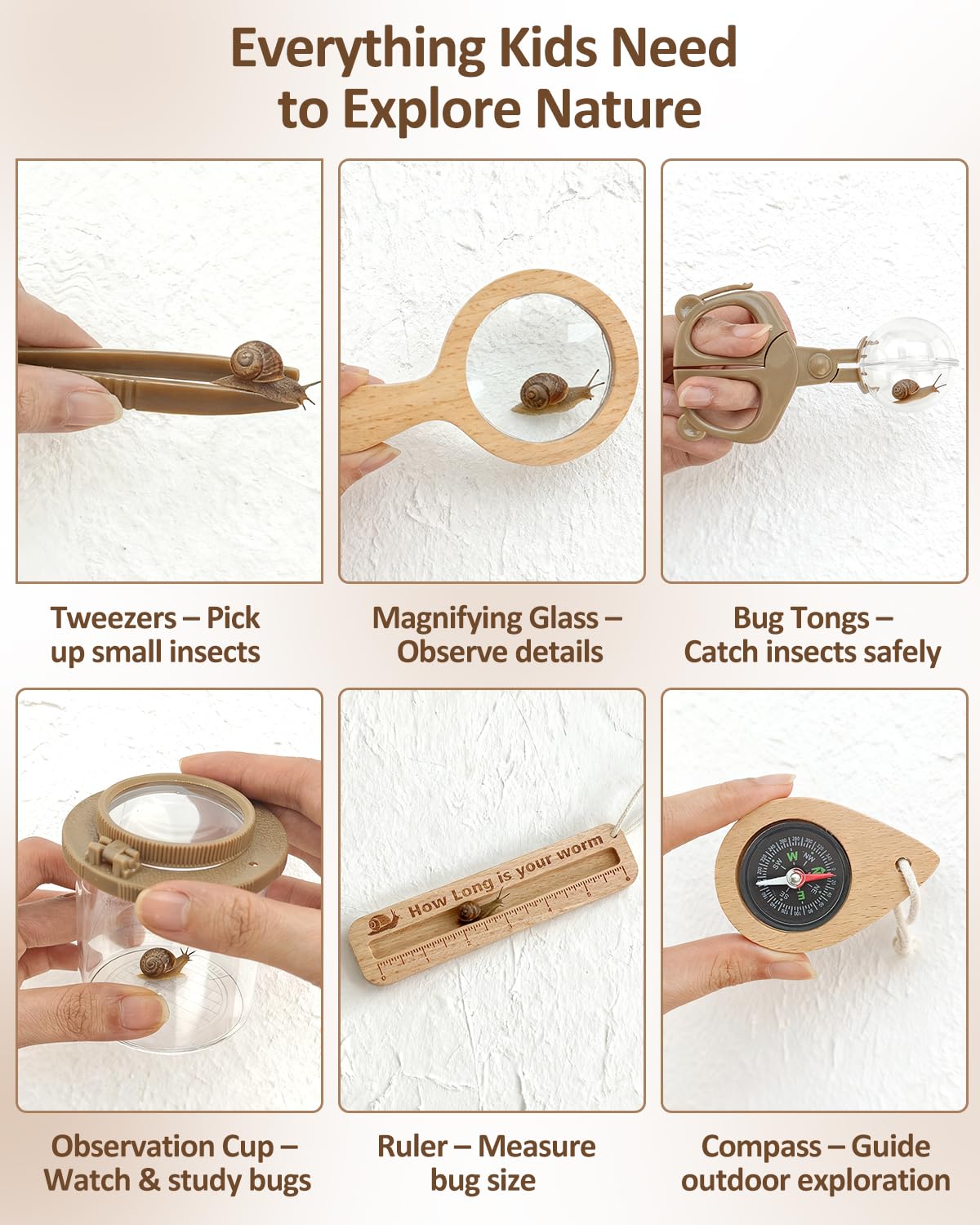 WoodsyJoy Bug Catcher Kit observation cup for close viewing.