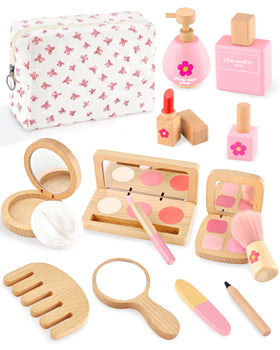 WoodsyJoy pretend makeup kit mirror sparks imaginative play and confident self-expression during pretend routines.