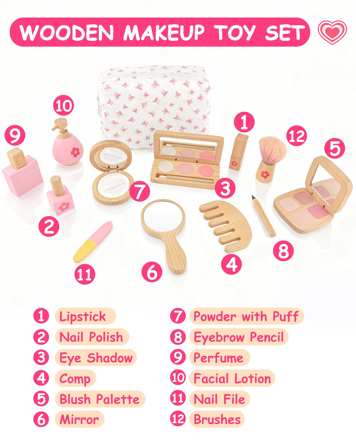 WoodsyJoy pretend makeup kit nail polish adds colorful, safe fashion play for tiny hands.