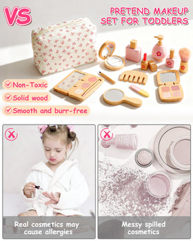 WoodsyJoy pretend makeup kit powder compact introduces soft shimmer play without real makeup mess.