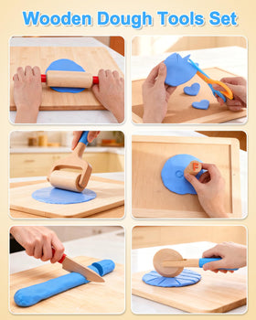 WoodsyJoy safety scissors ensure kid-safe trimming during dough prep.