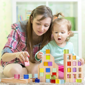 Woodtoe classroom-ready setup showing versatile STEM toy for learning