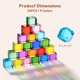 Woodtoe Rainbow Blocks 1 inch cubes for small hands and precise stacking skills