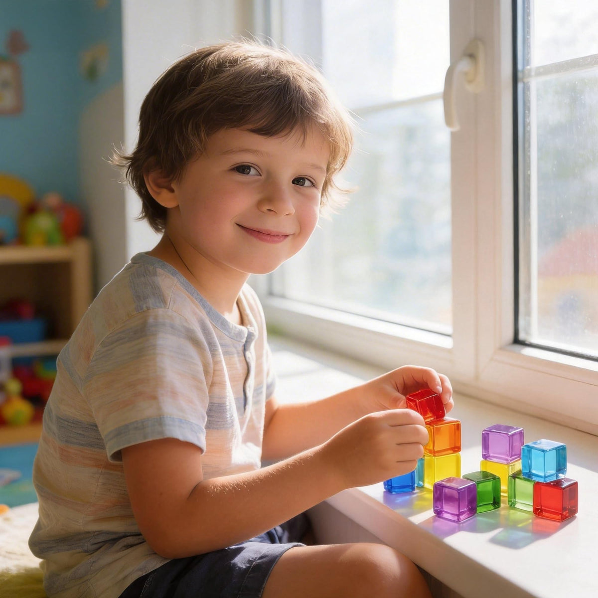 Woodtoe Rainbow Blocks 24-piece set ready for creative classroom or home use