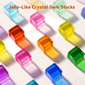 Woodtoe Rainbow Blocks color mixing in sunlight promotes visual exploration and sensory delight