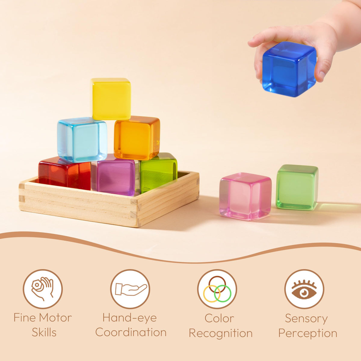 Woodtoe rainbow blocks presented as a gift for birthdays