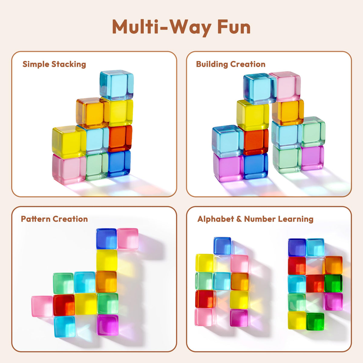 Woodtoe Rainbow Blocks toddler stacking encourages fine motor skills and hand-eye coordination