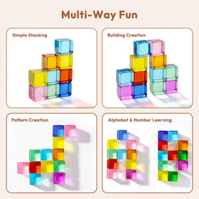 Woodtoe Rainbow Blocks toddler stacking encourages fine motor skills and hand-eye coordination
