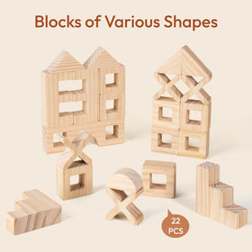 Woodtoe 22 wooden geometric shapes designed for versatile stacking