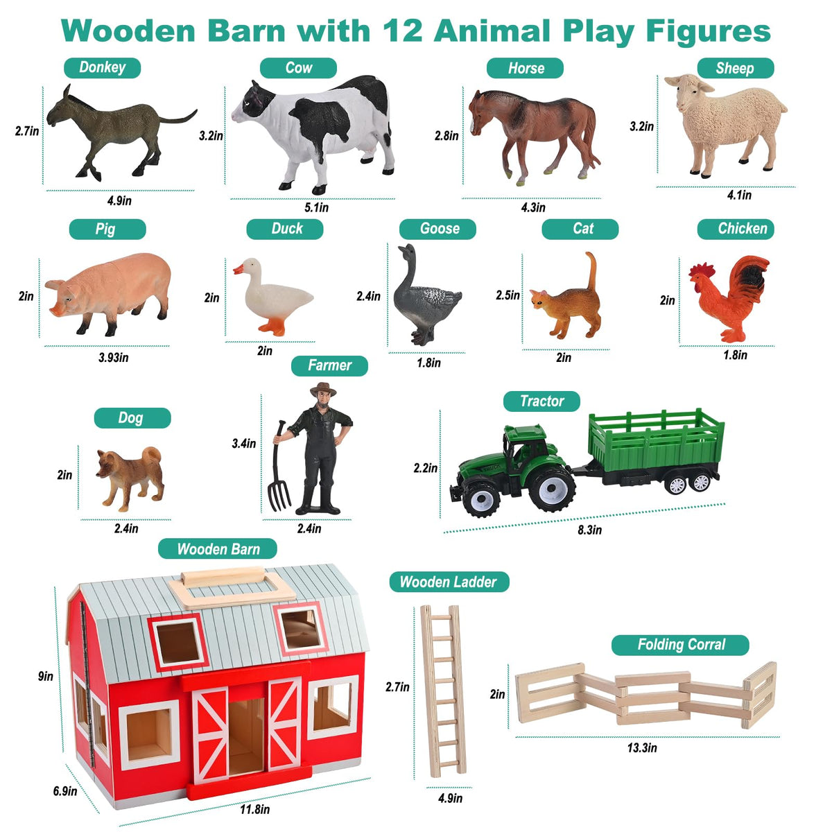 WoodTrove barn ladder enabling kids to simulate barn entry and animal care