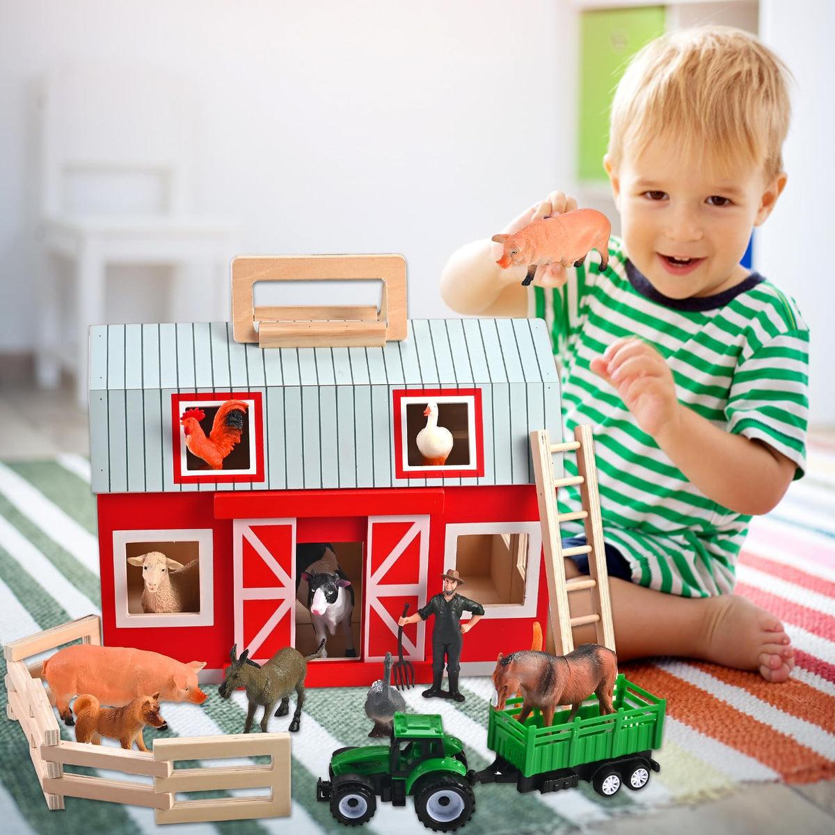 WoodTrove farm animals figures for realistic pretend farming experiences