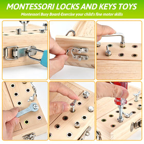 WoodTrove screwdriver board locks-keys view demonstrates simple tasks to boost concentration