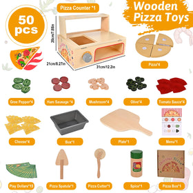 WoodTrove-pizza-counter-with-oven helps kids role-play a busy kitchen.
