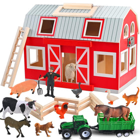 WoodTrove wooden barn toy with sturdy construction for imaginative play indoors