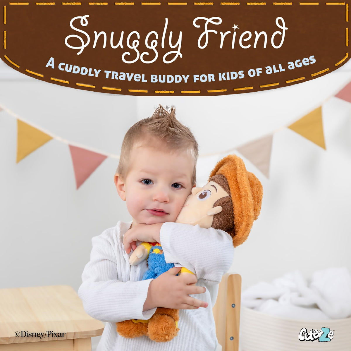 Kids Preferred Woody plush embroidered sheriff badge detail enhances authenticity.