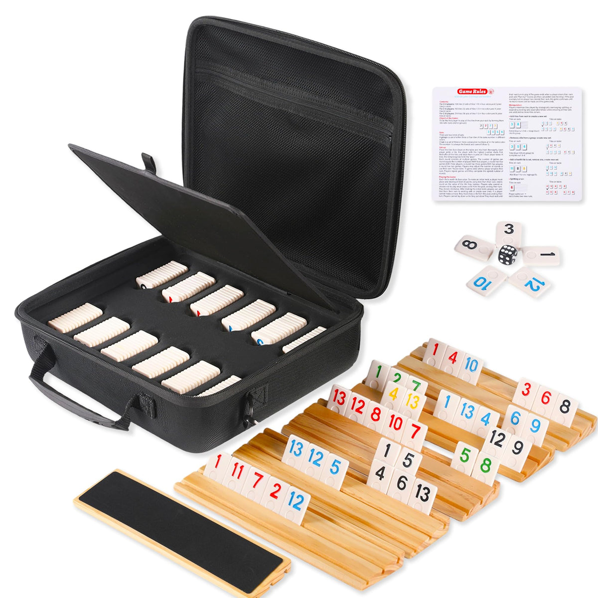WOOIIROM Rummy tiles 160 colorful pieces ideal for family game nights
