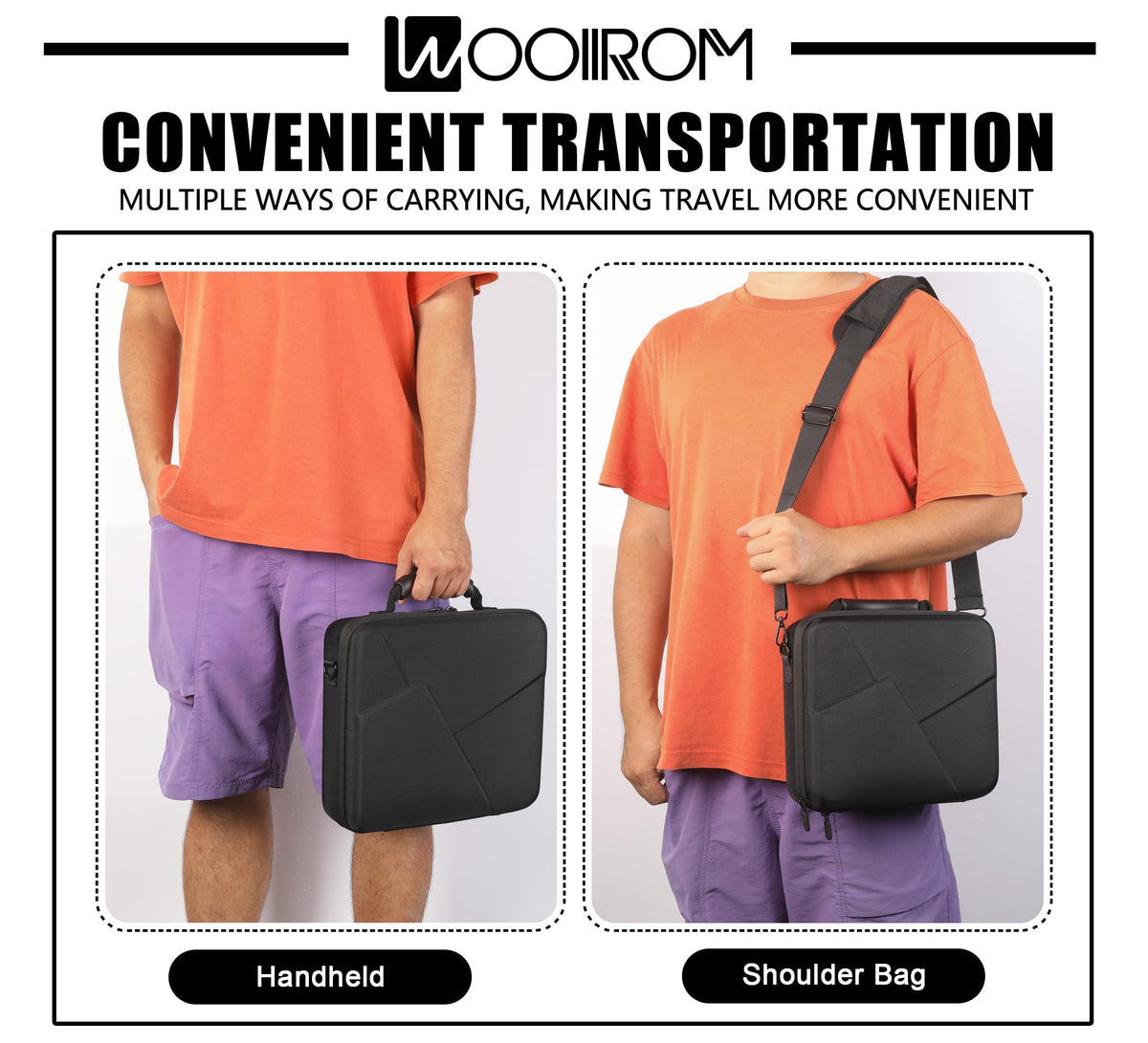 WOOIIROM Travel case with shoulder strap for trips and vacations