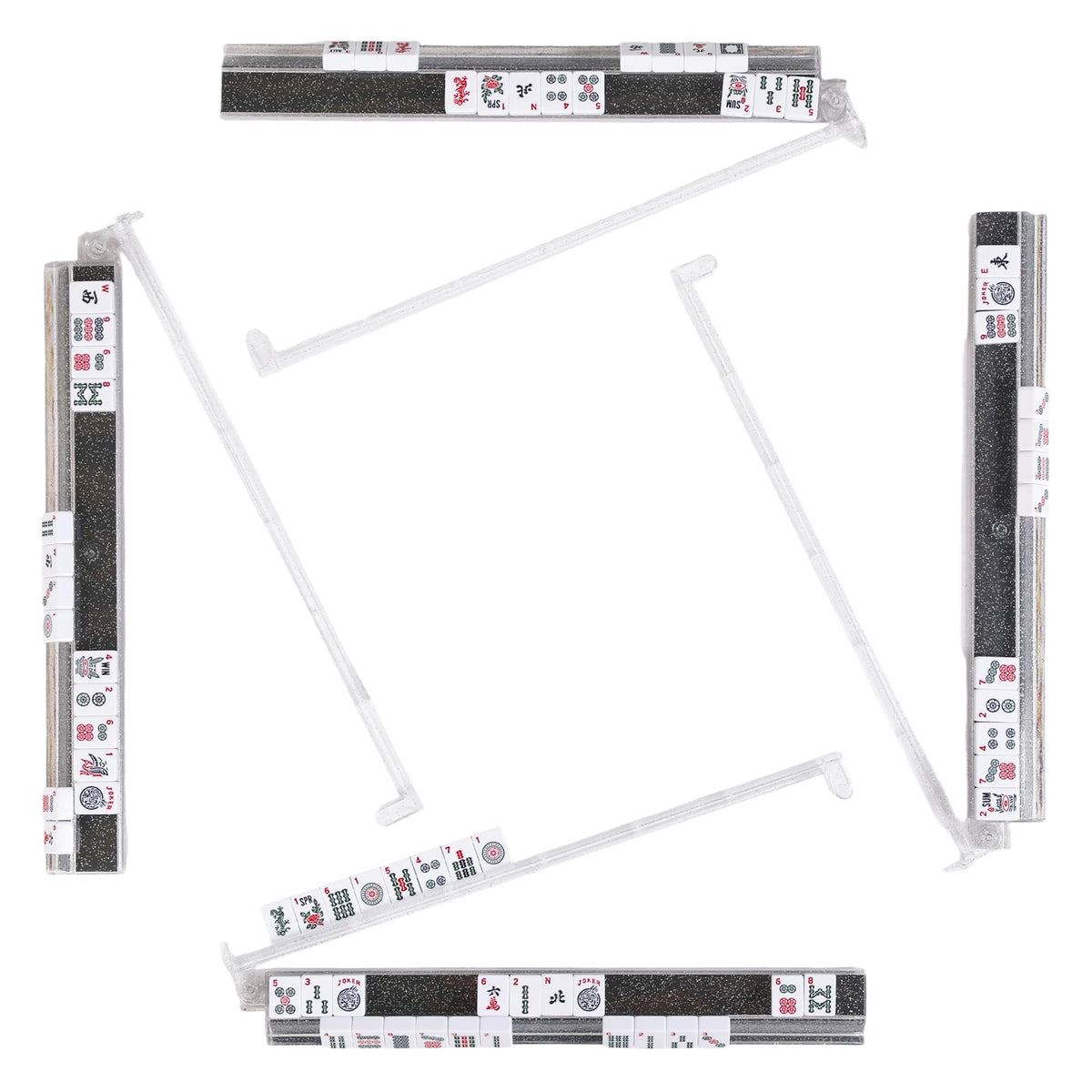 WOOIIROM mahjong racks with pushers showing anti-slip stability for fast play