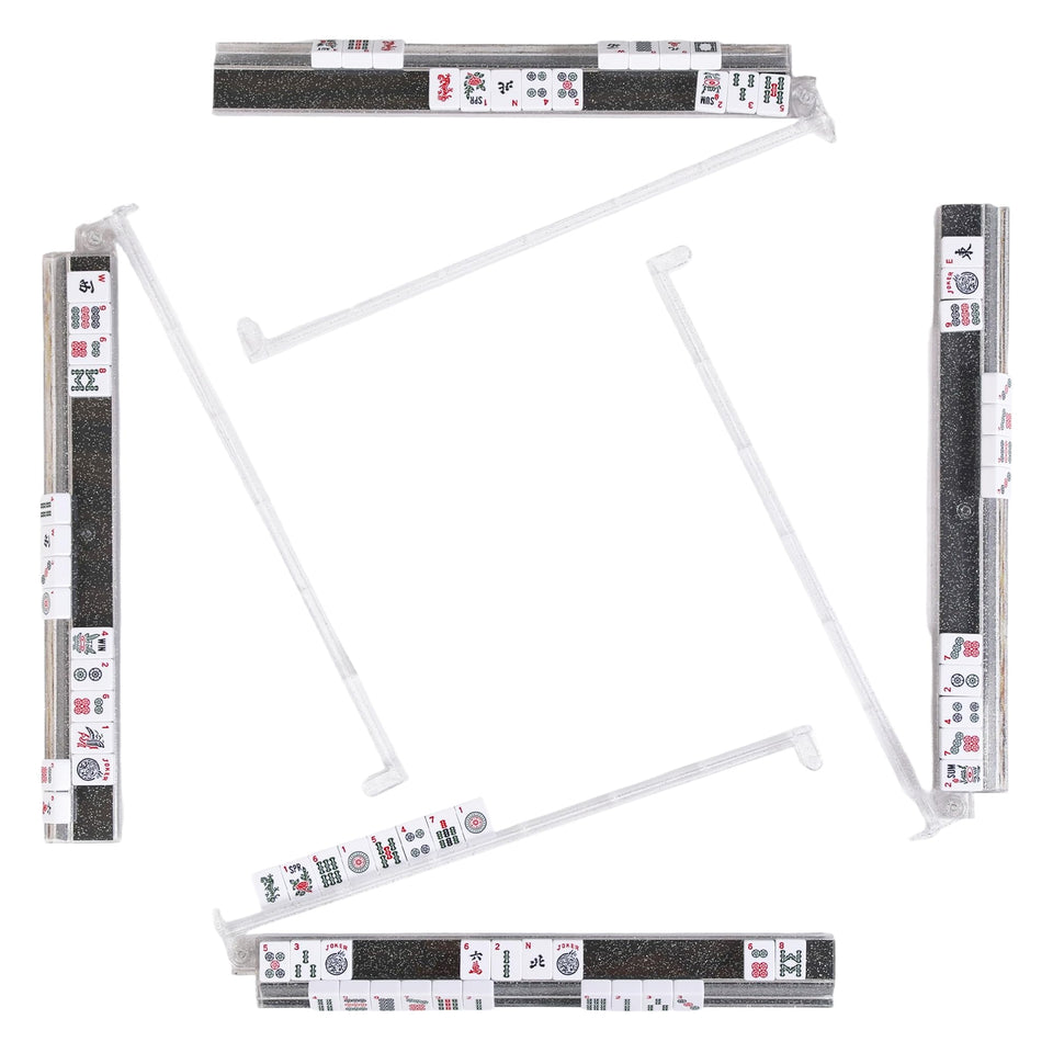 WOOIIROM mahjong racks with pushers showing anti-slip stability for fast play