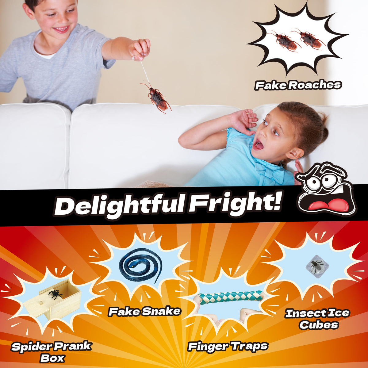 Wookidel prank kit featuring fake roaches for surprising reactions