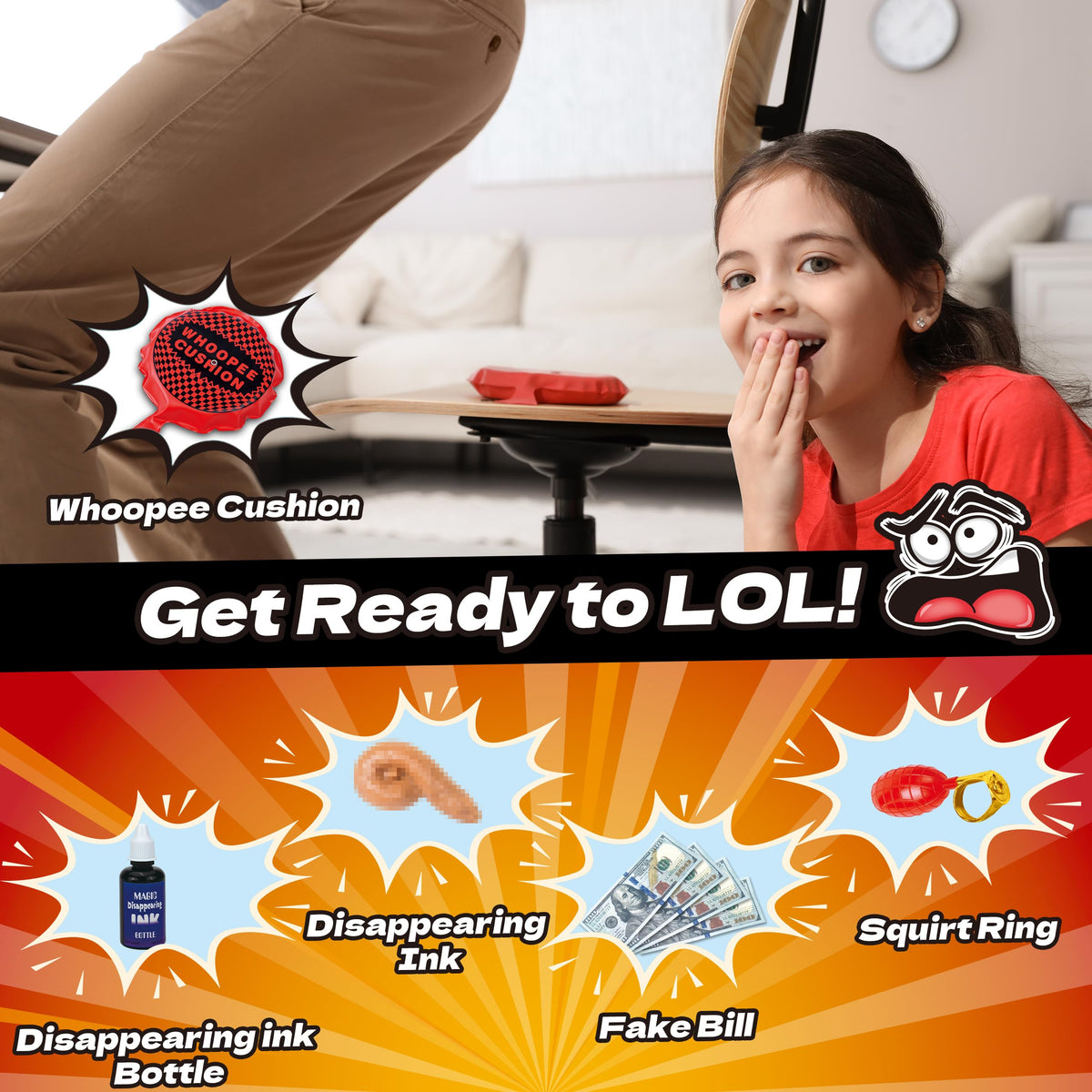 Wookidel prank kit with fake tongues for goofy practical jokes