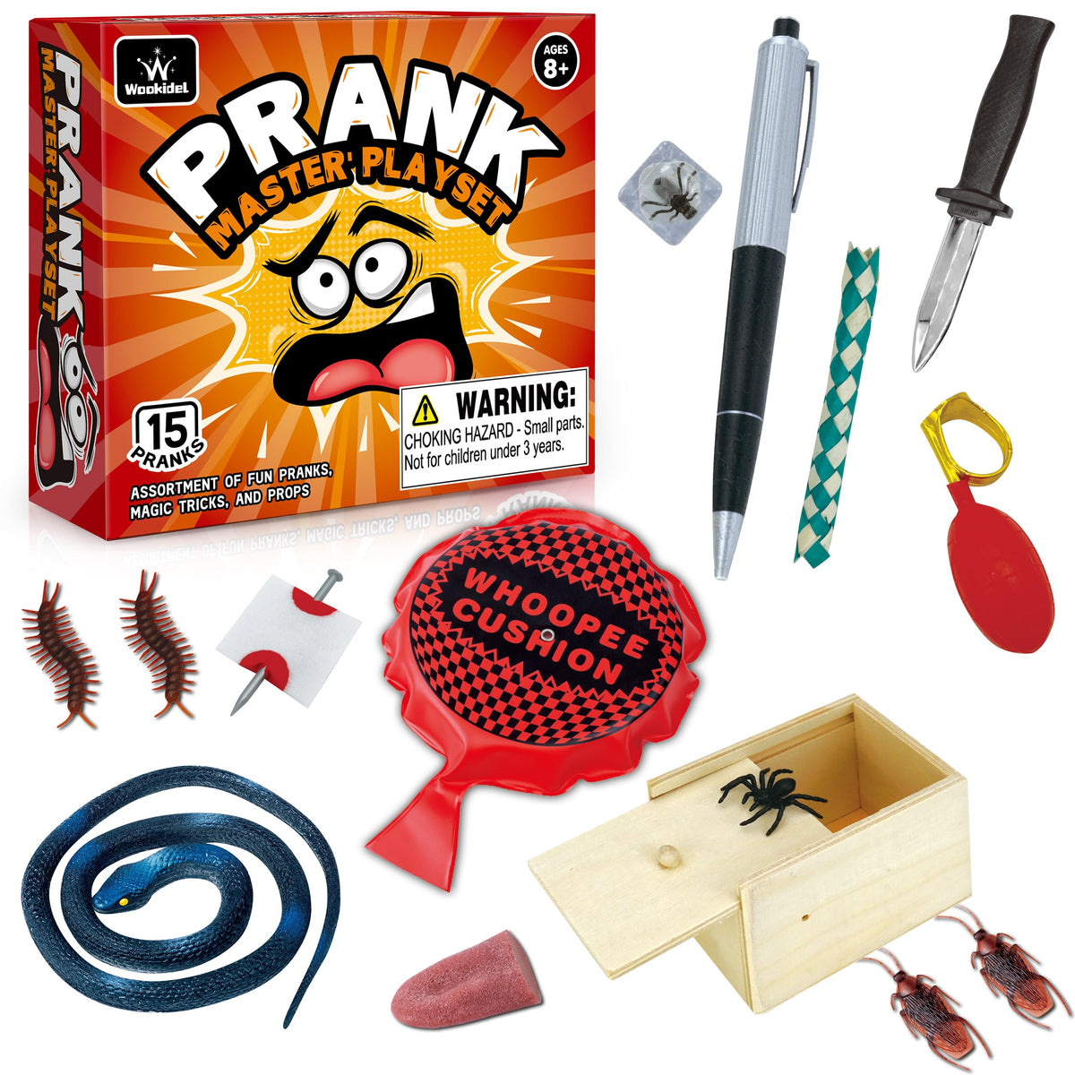 Wookidel prank kit with whoopee cushion for lighthearted party pranks
