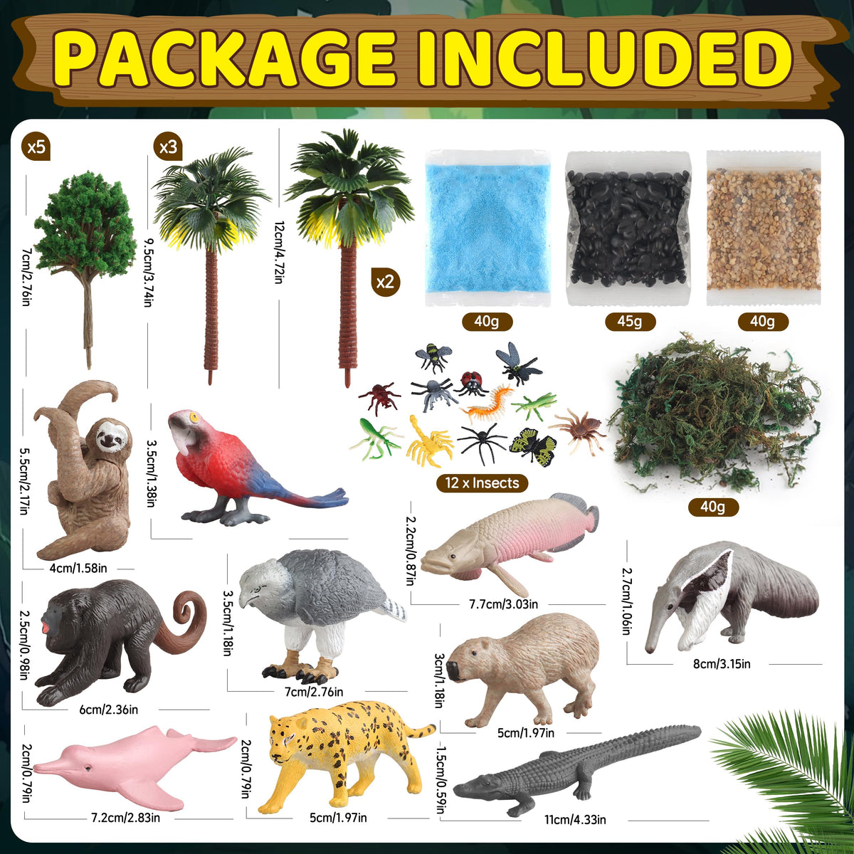 Wookidel rainforest mini insects figures for detailed ecosystem scenes