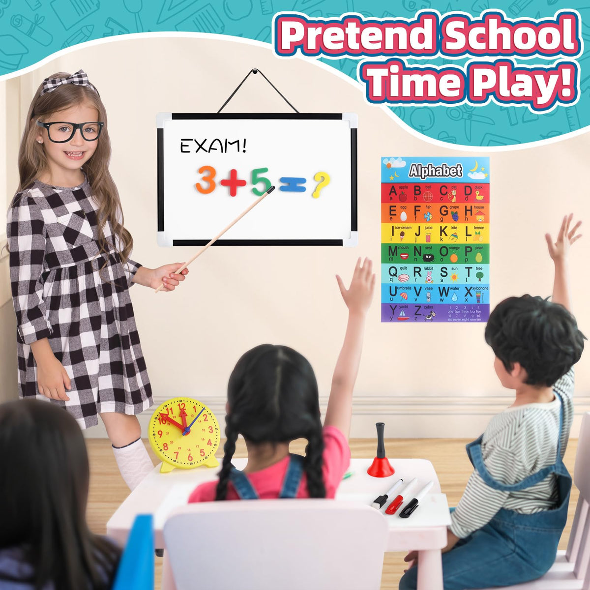 Wookidel whiteboard for kids enhances interactive learning during pretend classes