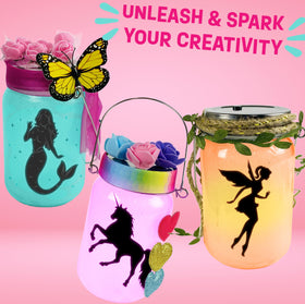 WOOODLIFY ribbons and glitter colors add vibrant designs to lantern crafts.