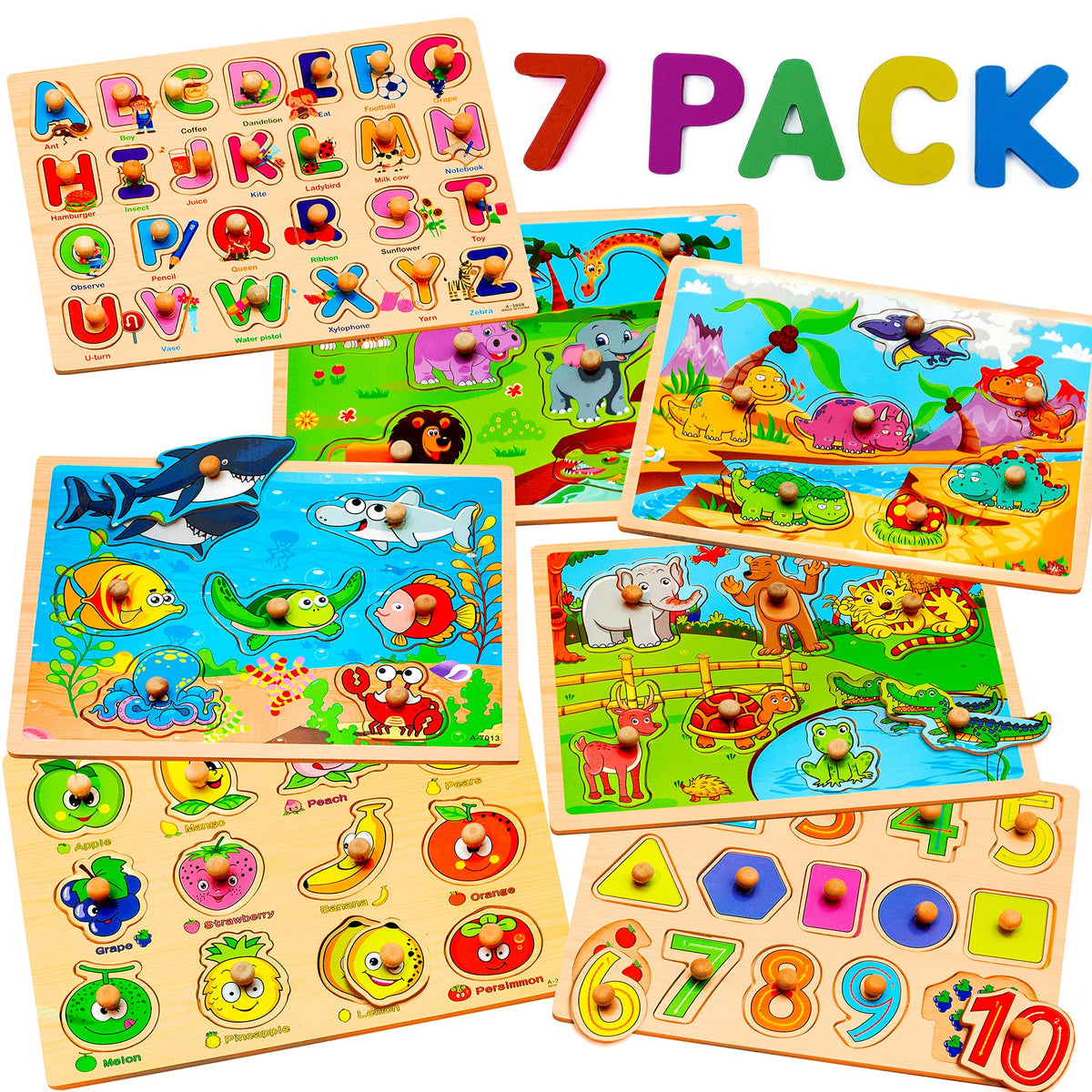 WOOODLIFY wooden puzzles alphabet set helps early literacy through colorful letter pieces.