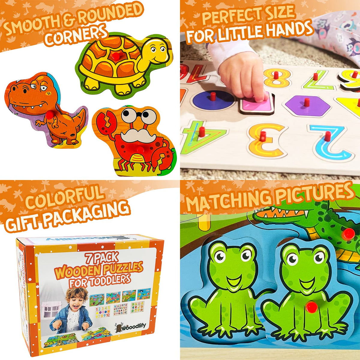 WOOODLIFY sea animals puzzle promotes animal recognition and imaginative play.