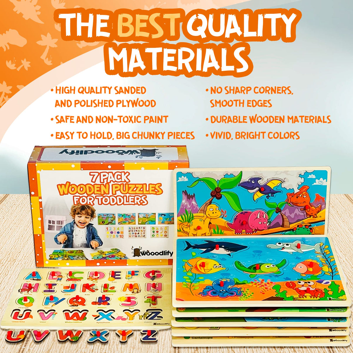 WOOODLIFY zoo animals puzzle encourages name recall and social play.