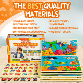 WOOODLIFY zoo animals puzzle encourages name recall and social play.