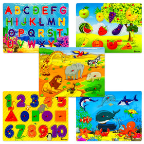 WOOODLIFY 5-pack wooden puzzles are a versatile learning activity for toddlers.