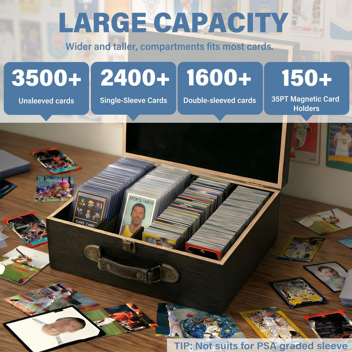 WooOrganix soft felt lining inside protects cards from scratches and dust during storage