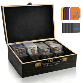 WooOrganix wooden trading card storage box shows premium build and large capacity for organized collection at home