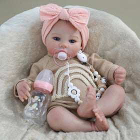 WOOROY realistic reborn baby doll 18in full view for gentle play and imaginative care.