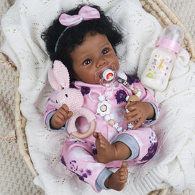 WOOROY realistic reborn baby doll Black Girl 18-inch for imaginative play and nurturing storytelling.