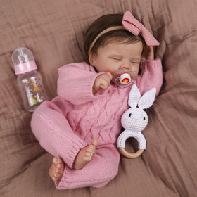 WOOROY Realistic Reborn Doll 18in sleeping newborn girl, ideal for cozy imaginative play.