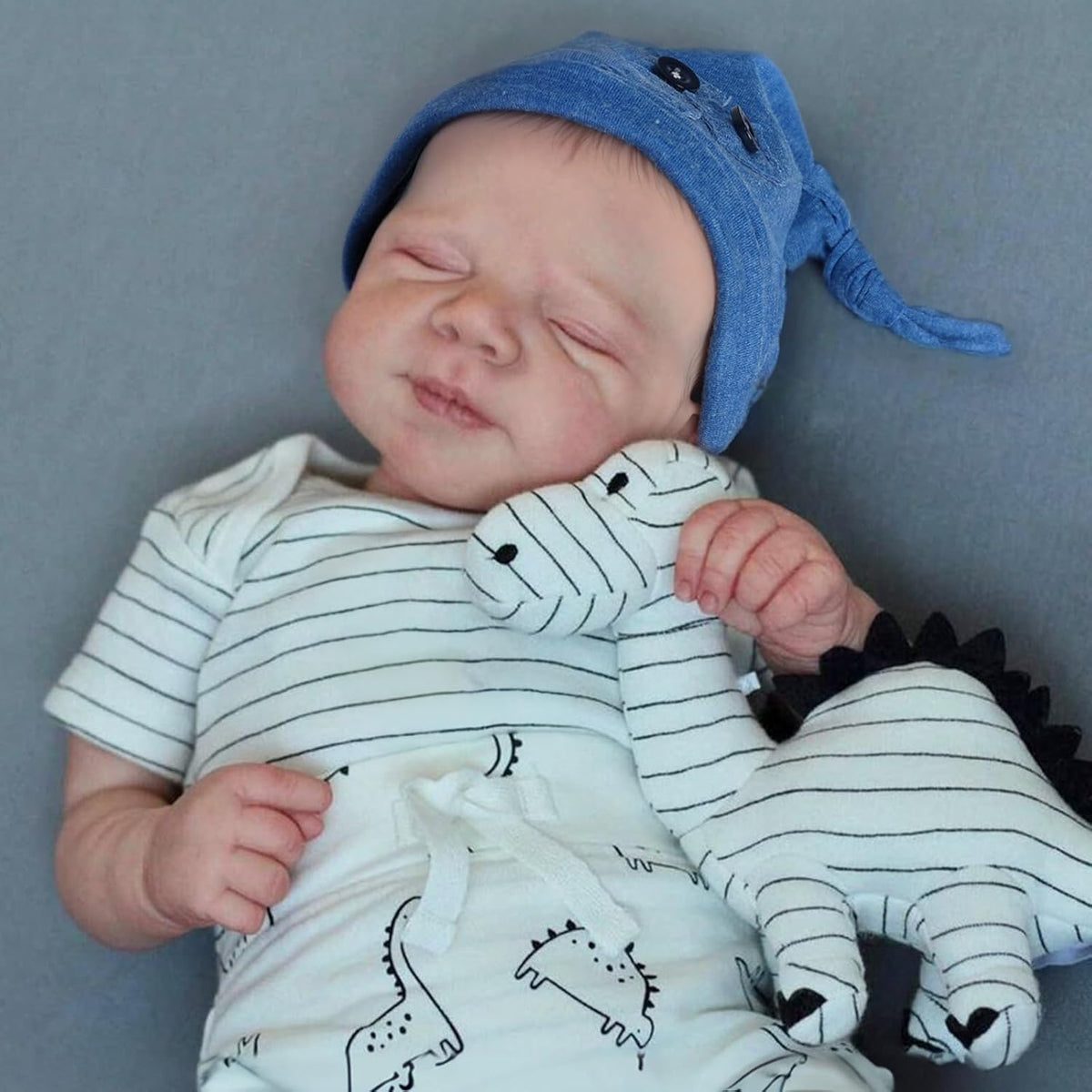 WOOROY reborn doll boy 18-inch with denim hat for imaginative play