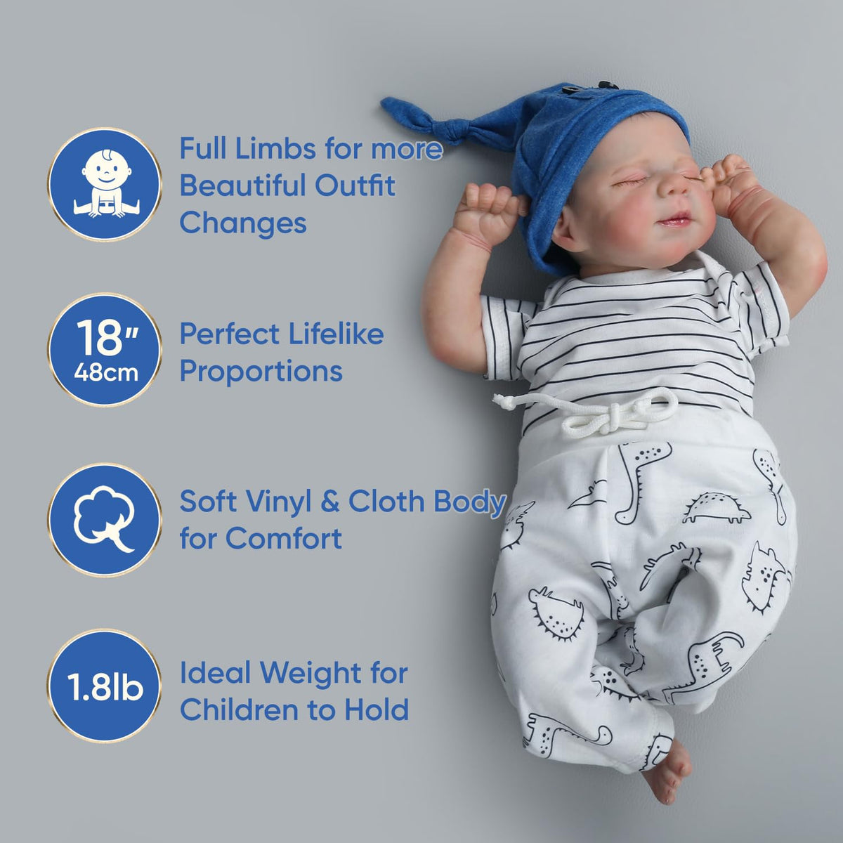 WOOROY reborn doll close-up face shows lifelike smile and eyes