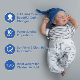 WOOROY reborn doll close-up face shows lifelike smile and eyes
