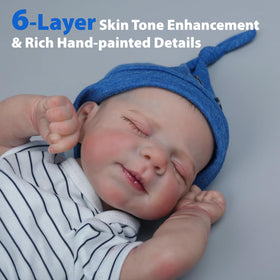 WOOROY reborn doll hair detail with hand-painted features