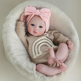 WOOROY knit tan outfit with pink bow adds cozy style and swap-friendly clothes.