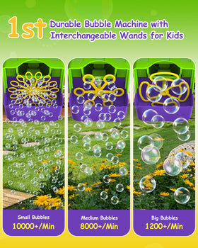 WOOYE Bubble Machine 3-in-1 medium bubbles disc for outdoor parties.